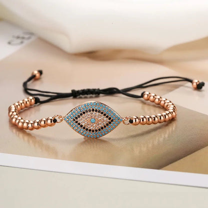 ins style devil's eye copper plating inlay zircon 18k gold plated bracelets - Canvas & Charms