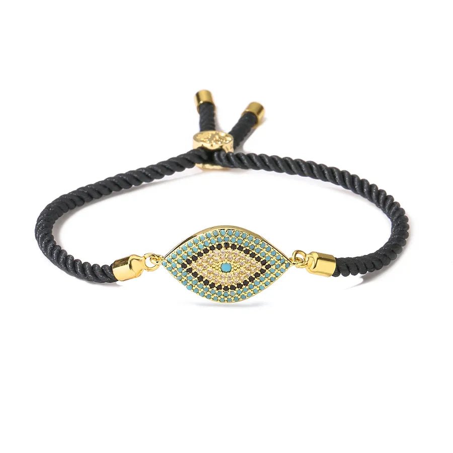 ins style devil's eye copper plating inlay zircon 18k gold plated bracelets - Canvas & Charms