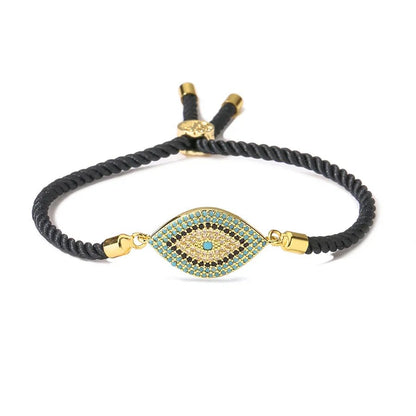ins style devil's eye copper plating inlay zircon 18k gold plated bracelets - Canvas & Charms
