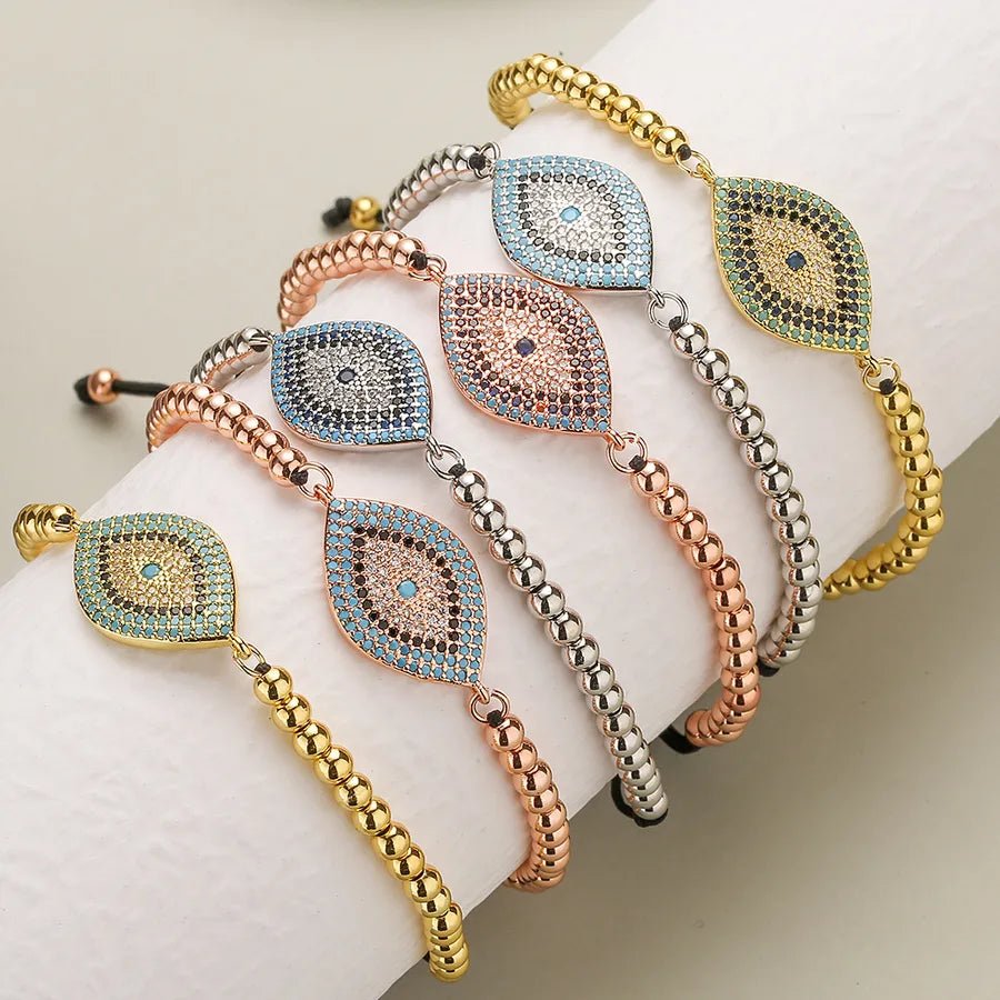 ins style devil's eye copper plating inlay zircon 18k gold plated bracelets - Canvas & Charms
