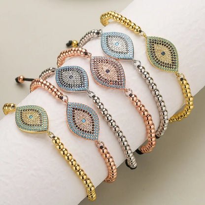 ins style devil's eye copper plating inlay zircon 18k gold plated bracelets - Canvas & Charms