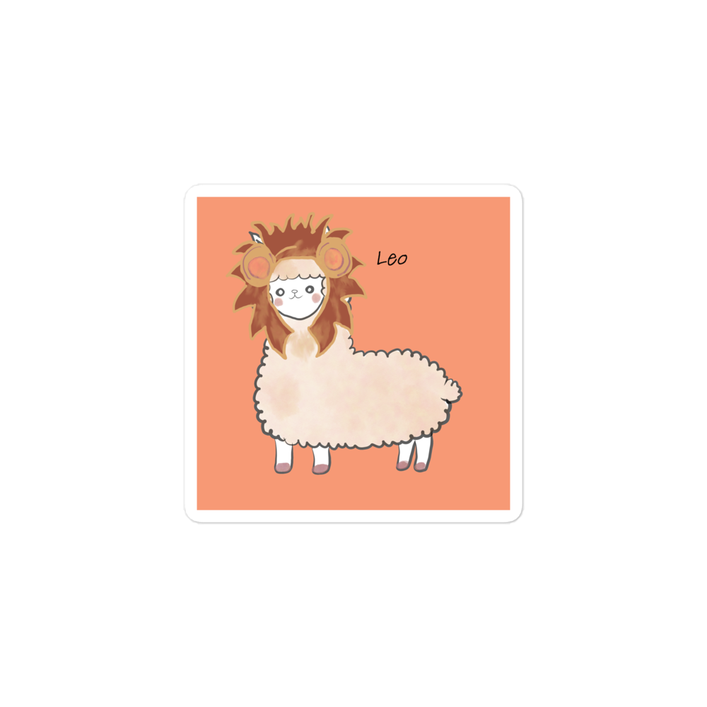 Cute Alpaca Leo Zodiac Sign Bubble-free stickers