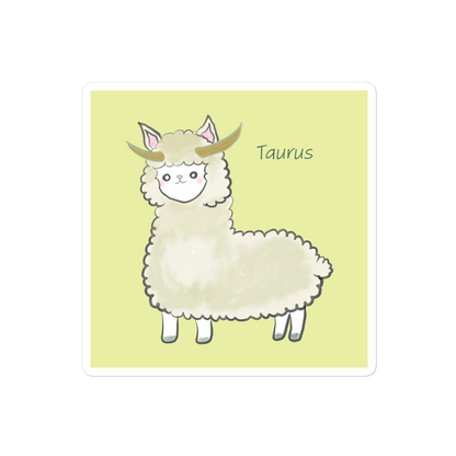 Cute Alpaca Taurus Zodiac Sign Bubble-free stickers