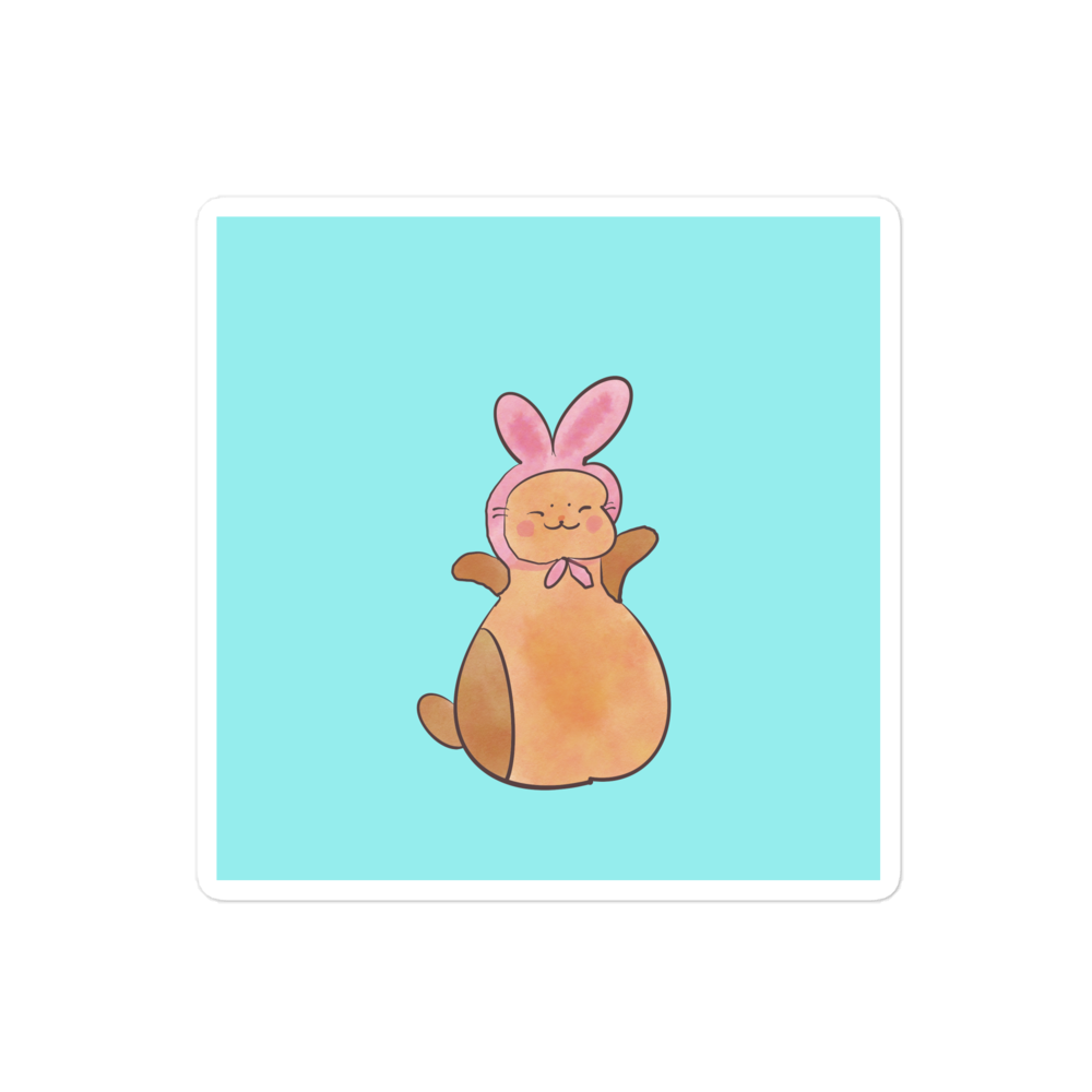 Cute Cat in Bunny Hat Vinyl Doodle Stickers