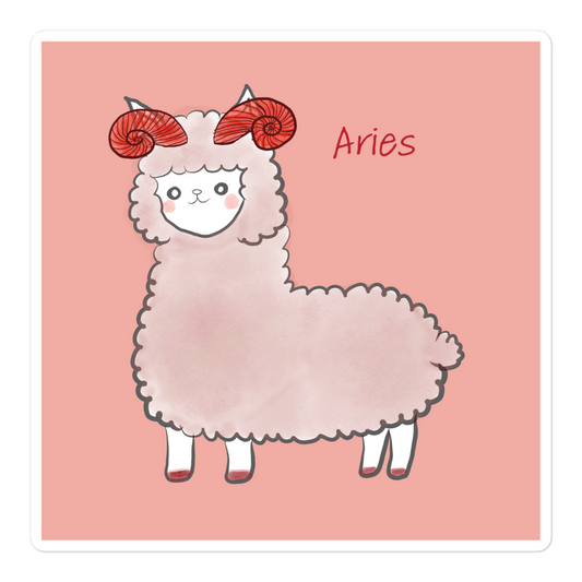 Cute Alpaca Aries Zodiac Sign Bubble-free stickers