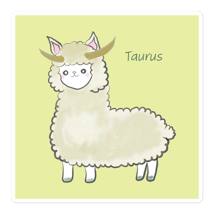 Cute Alpaca Taurus Zodiac Sign Bubble-free stickers