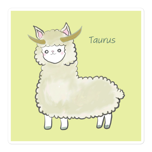 Cute Alpaca Taurus Zodiac Sign Bubble-free stickers