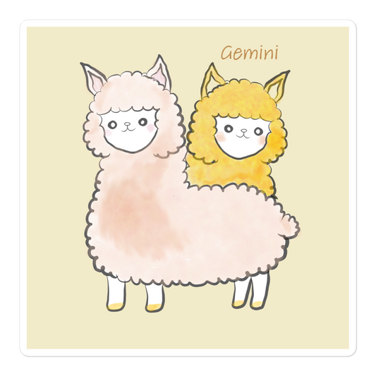 Cute Alpaca Gemini Zodiac Sign Bubble-free stickers