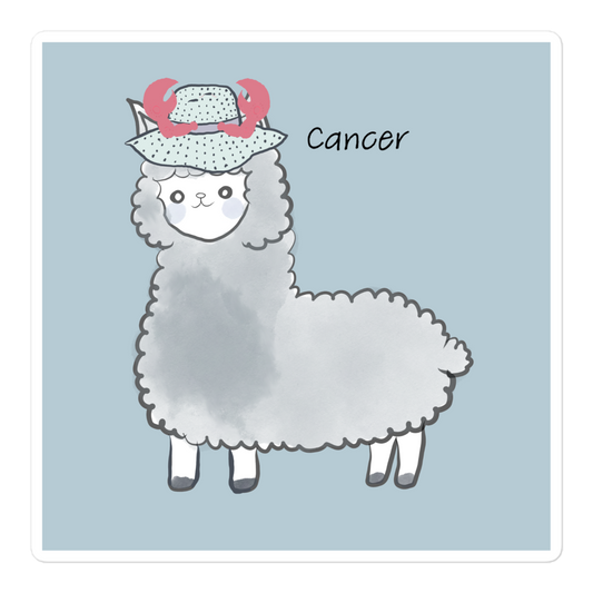 Cute Alpaca Cancer Zodiac Sign Bubble-free Stickers Success