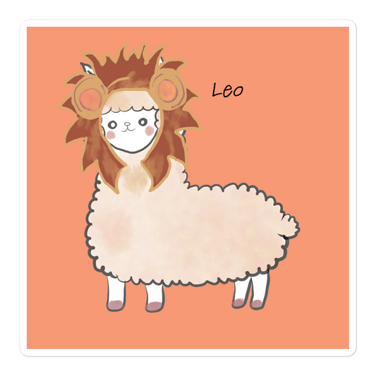 Cute Alpaca Leo Zodiac Sign Bubble-free stickers