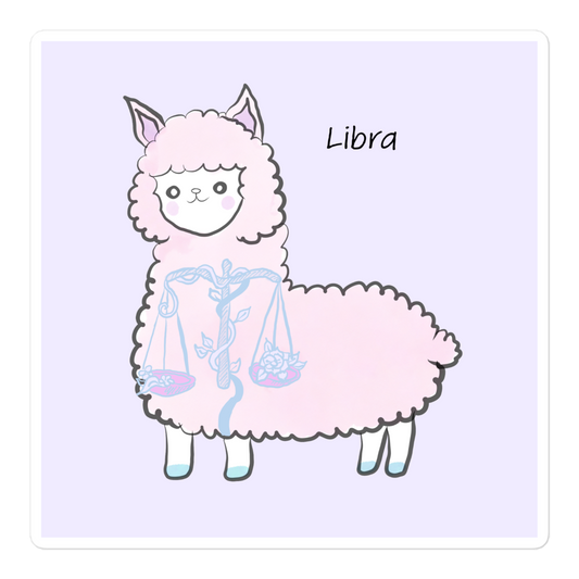 Cute Alpaca Libra Zodiac Sign Bubble-free stickers