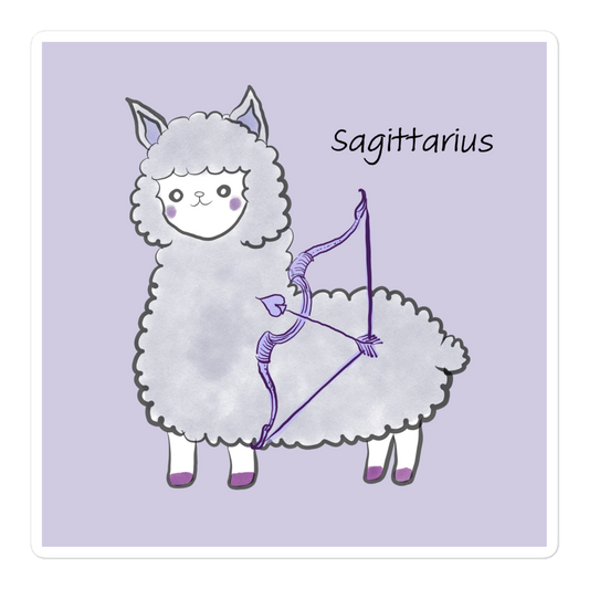Cute Alpaca Sagittarius Zodiac Sign Bubble-free stickers