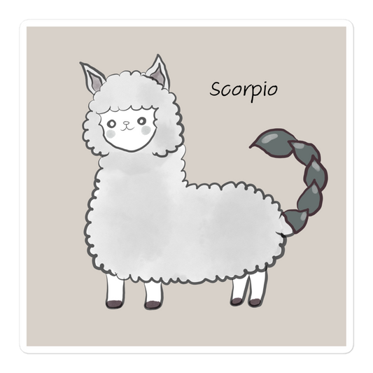 Cute Alpaca Scorpio Zodiac Sign Bubble-free stickers