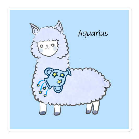 Cute Alpaca Aquarius Zodiac Sign Bubble-free stickers