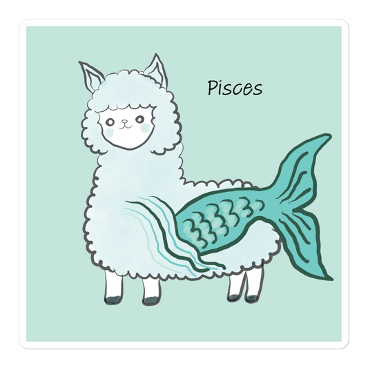 Cute Alpaca Pisces Zodiac Sign Bubble-free stickers