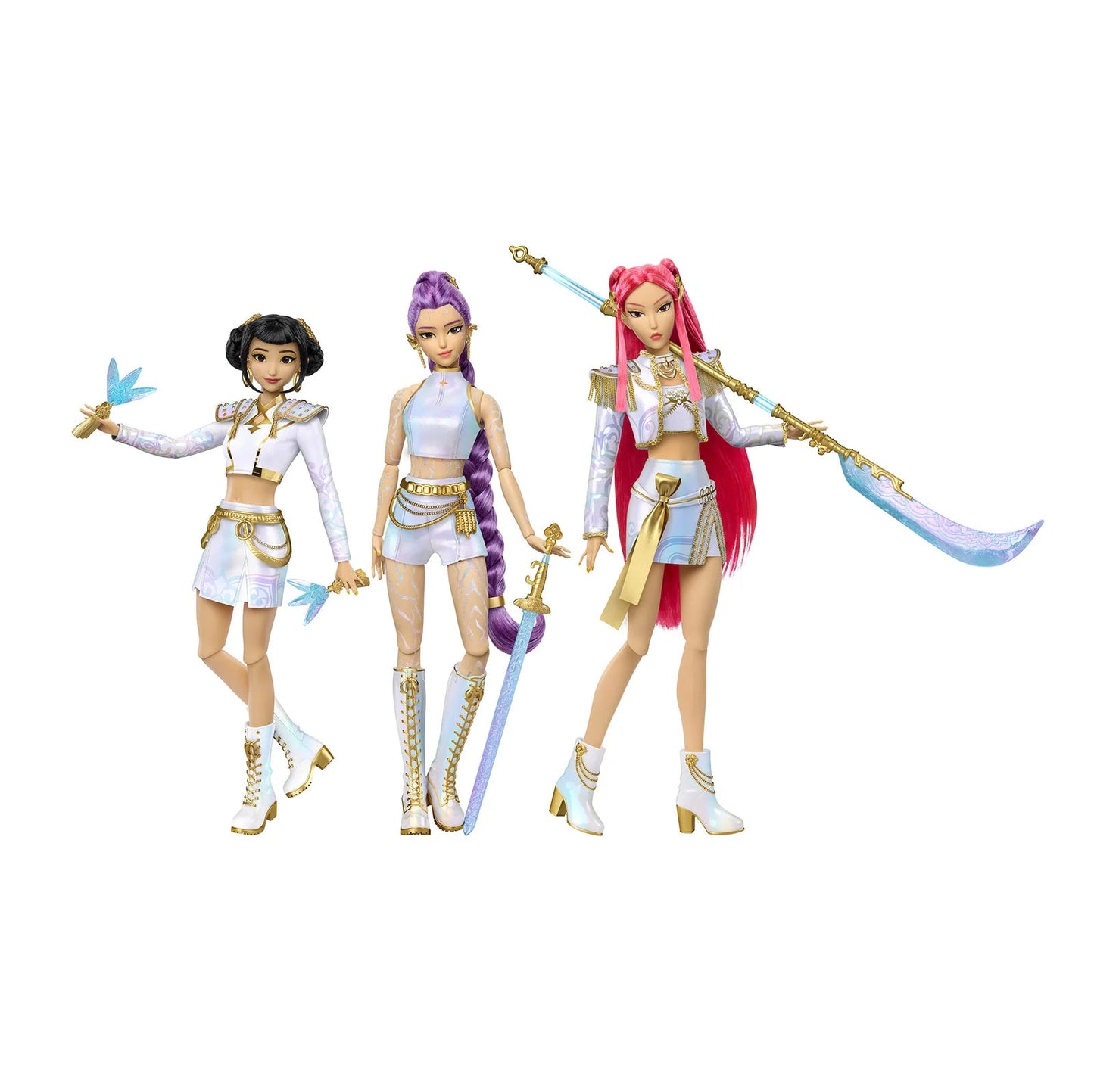 Kpop DEMON HUNTERS HUNTR/X Rumi, Mira, Zoey “What It Sounds Like” 3 - Pack Authentic Mattel Dolls - Canvas & Charms