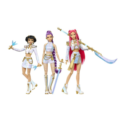 Kpop DEMON HUNTERS HUNTR/X Rumi, Mira, Zoey “What It Sounds Like” 3 - Pack Authentic Mattel Dolls - Canvas & Charms