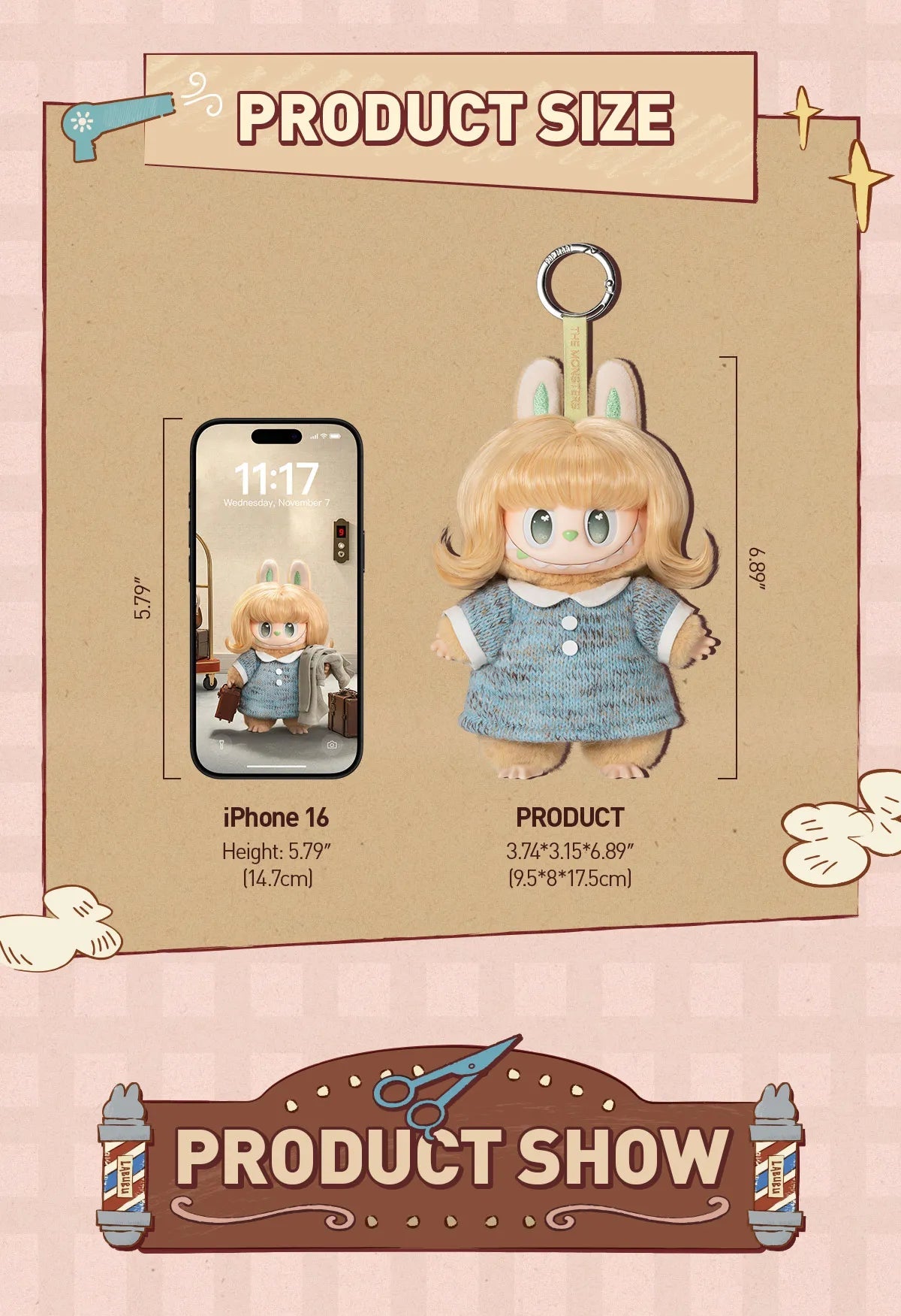 Labubu Hair Salon Series The Monsters Authentic Pop Mart Plush Pendant Blind Box - Canvas & Charms