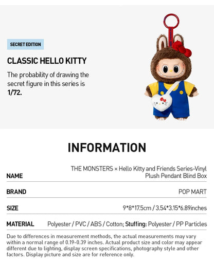 Labubu x Hello Kitty and Friends Series THE MONSTERS Vinyl Plush Pendant Blind Box - Canvas & Charms