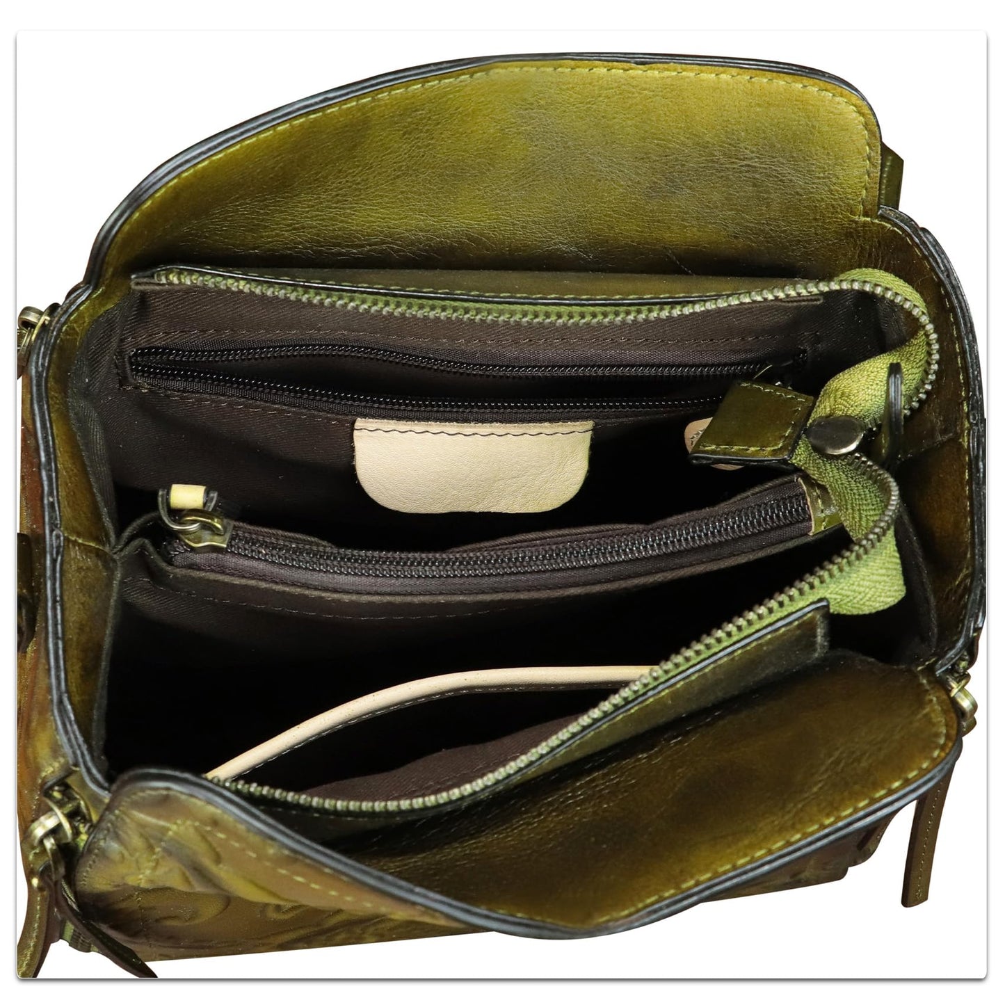 LRTO Genuine Leather Purses and Handbags for Women Retro Embossed Crossbody Shoulder Bag Satchel Pouches - Canvas & Charms