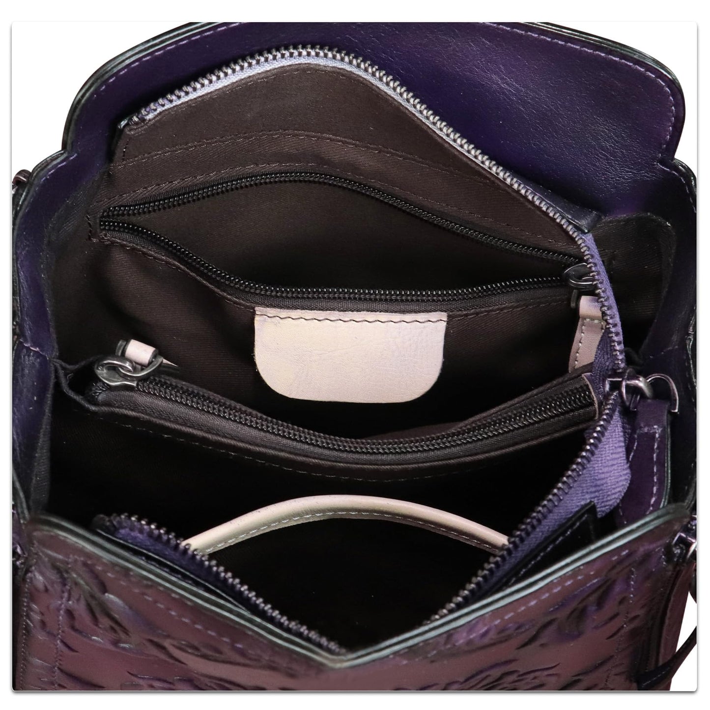 LRTO Genuine Leather Purses and Handbags for Women Retro Embossed Crossbody Shoulder Bag Satchel Pouches - Canvas & Charms