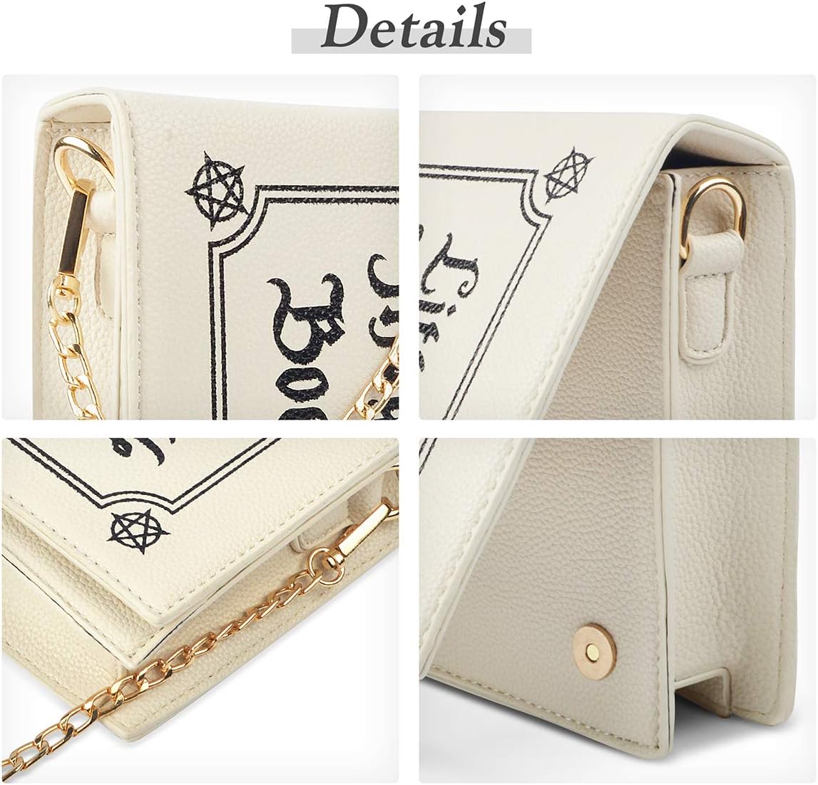 Magic Book Purse Small Crossbody Bags Purse for Women Leather Shoulder Handbag with Chain Shoulder Strap - Canvas & Charms