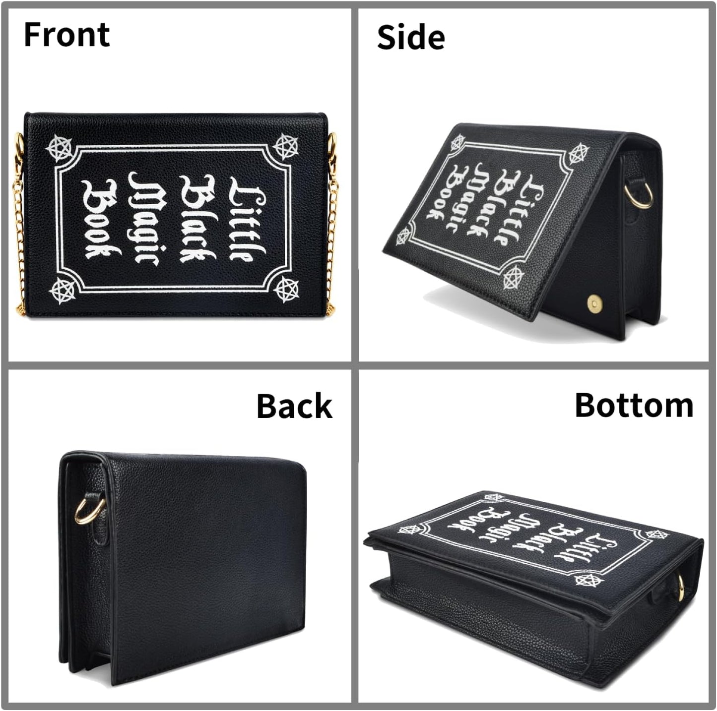 Magic Book Purse Small Crossbody Bags Purse for Women Leather Shoulder Handbag with Chain Shoulder Strap - Canvas & Charms