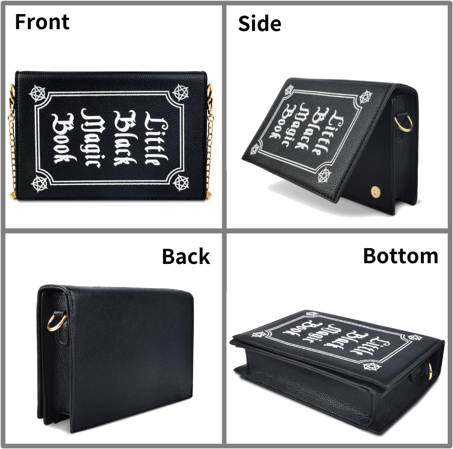Magic Book Purse Small Crossbody Bags Purse for Women Leather Shoulder Handbag with Chain Shoulder Strap - Canvas & Charms