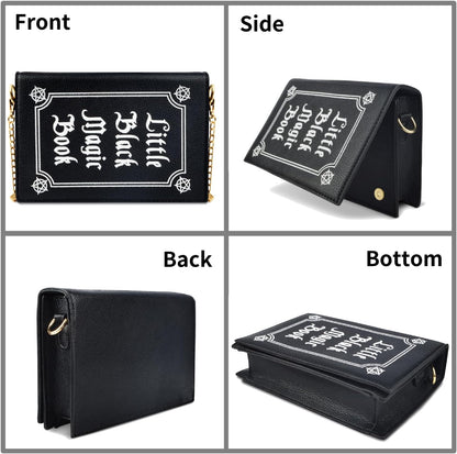 Magic Book Purse Small Crossbody Bags Purse for Women Leather Shoulder Handbag with Chain Shoulder Strap - Canvas & Charms