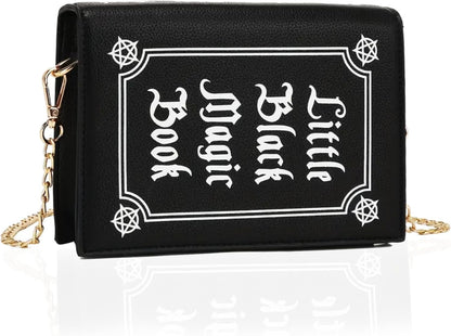 Magic Book Purse Small Crossbody Bags Purse for Women Leather Shoulder Handbag with Chain Shoulder Strap - Canvas & Charms