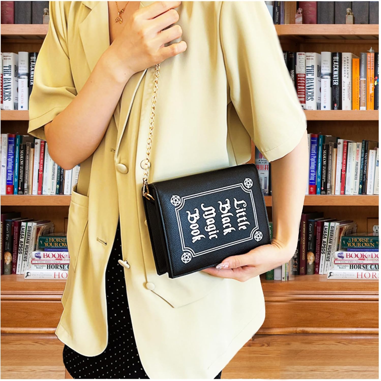 Magic Book Purse Small Crossbody Bags Purse for Women Leather Shoulder Handbag with Chain Shoulder Strap - Canvas & Charms