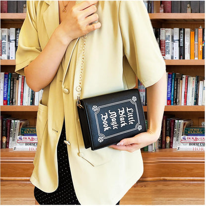 Magic Book Purse Small Crossbody Bags Purse for Women Leather Shoulder Handbag with Chain Shoulder Strap - Canvas & Charms
