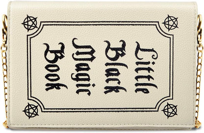 Magic Book Purse Small Crossbody Bags Purse for Women Leather Shoulder Handbag with Chain Shoulder Strap - Canvas & Charms