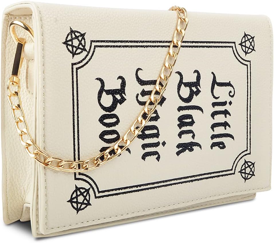 Magic Book Purse Small Crossbody Bags Purse for Women Leather Shoulder Handbag with Chain Shoulder Strap - Canvas & Charms