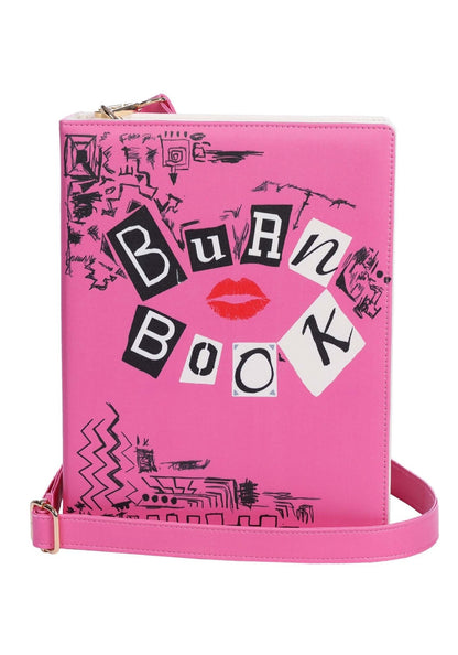 Mean Girls Burn Book Costume Companion Purse - 100% Polyester, Faux Leather, Magnetic Closure, Adjustable Strap - Canvas & Charms
