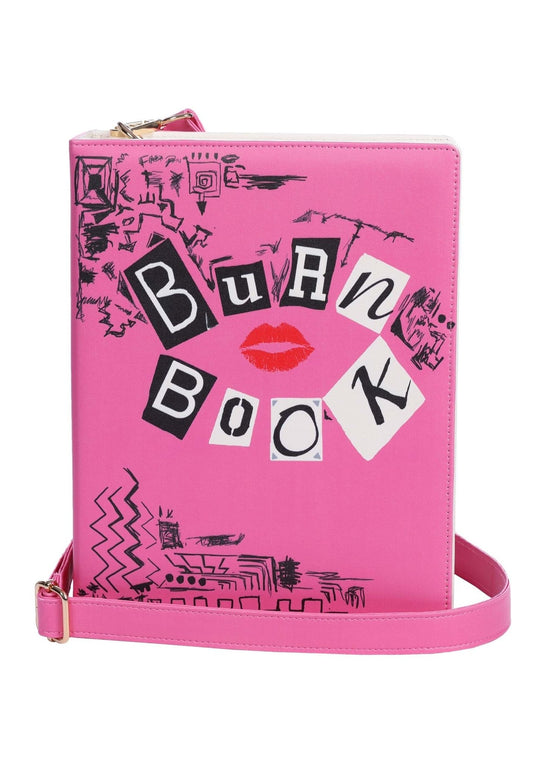 Mean Girls Burn Book Costume Companion Purse - 100% Polyester, Faux Leather, Magnetic Closure, Adjustable Strap - Canvas & Charms