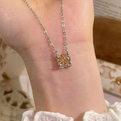 Millennium Rose Cut Paraiba Necklace For Women High Carbon Colorful Diamond Embedded Rose Flower Turquoise Lockbone Chain - Canvas & Charms