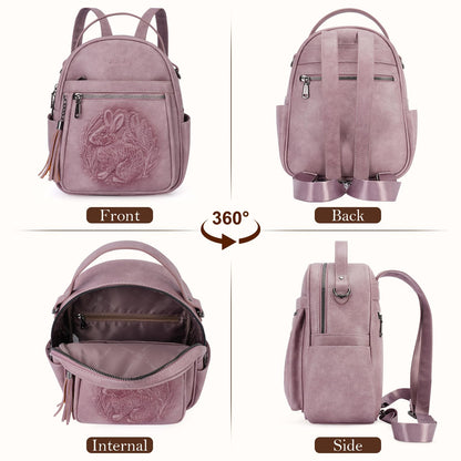 Mini Mochila Bolso para Mujeres, Mochila Pequeña de Cuero Vegano Repujado, Mochilas de Moda, Mochilas de Día, Bolso de Hombro, Pequeño, Moderno - Canvas & Charms