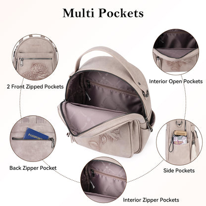 Mini Mochila Bolso para Mujeres, Mochila Pequeña de Cuero Vegano Repujado, Mochilas de Moda, Mochilas de Día, Bolso de Hombro, Pequeño, Moderno - Canvas & Charms