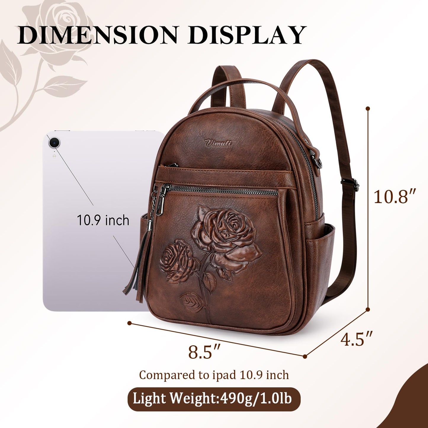 Mini Mochila Bolso para Mujeres, Mochila Pequeña de Cuero Vegano Repujado, Mochilas de Moda, Mochilas de Día, Bolso de Hombro, Pequeño, Moderno - Canvas & Charms