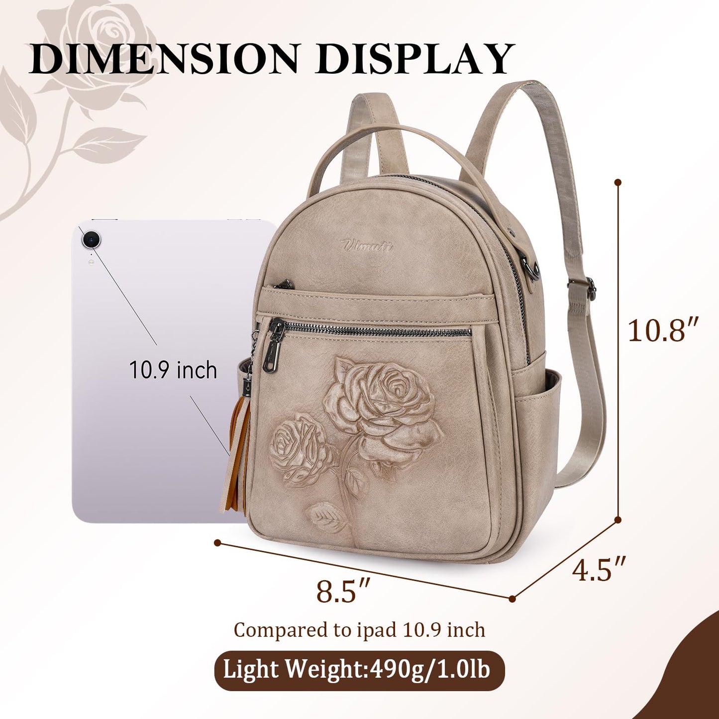 Mini Mochila Bolso para Mujeres, Mochila Pequeña de Cuero Vegano Repujado, Mochilas de Moda, Mochilas de Día, Bolso de Hombro, Pequeño, Moderno - Canvas & Charms