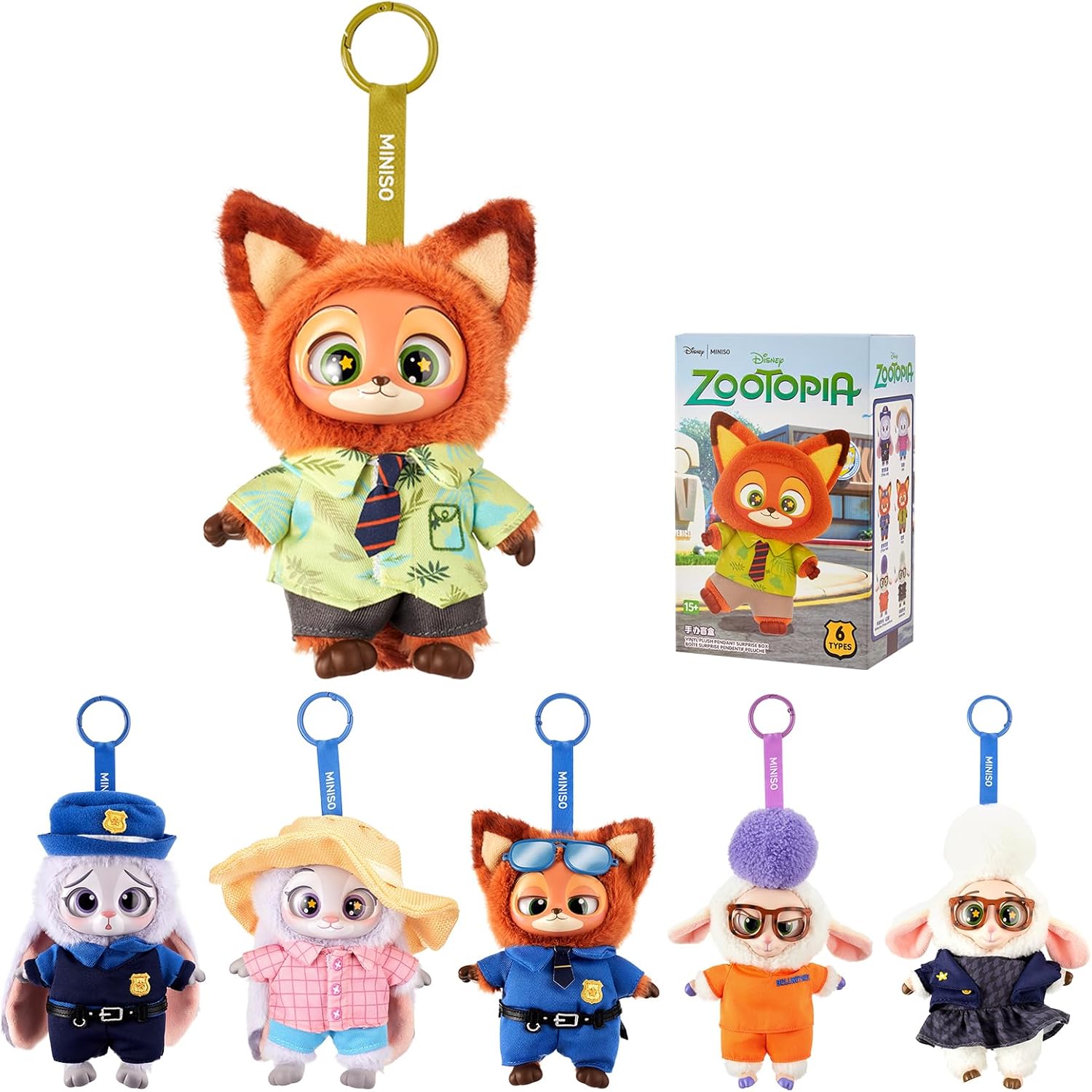 MINISO Disney Zootopia Soft Vinyl Plush Toy Blind Box Cute Mystery Animal Figurines, Collectible Surprise Gift Figure Model Random Design for Home Decor Birthday Gifts, Single Box - Canvas & Charms