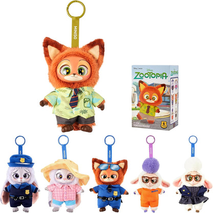 MINISO Disney Zootopia Soft Vinyl Plush Toy Blind Box Cute Mystery Animal Figurines, Collectible Surprise Gift Figure Model Random Design for Home Decor Birthday Gifts, Single Box - Canvas & Charms