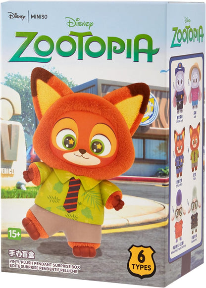 MINISO Disney Zootopia Soft Vinyl Plush Toy Blind Box Cute Mystery Animal Figurines, Collectible Surprise Gift Figure Model Random Design for Home Decor Birthday Gifts, Single Box - Canvas & Charms