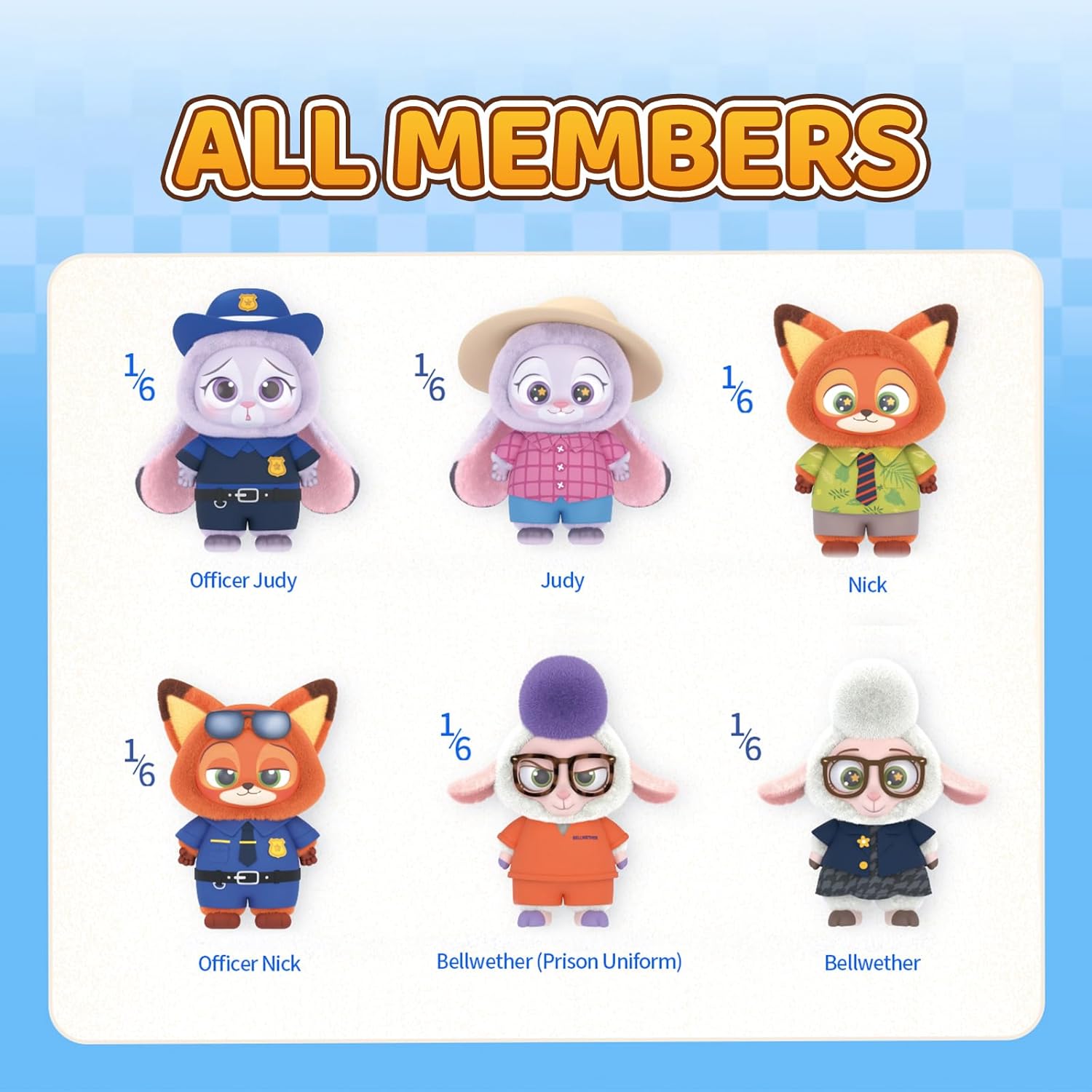 MINISO Disney Zootopia Soft Vinyl Plush Toy Blind Box Cute Mystery Animal Figurines, Collectible Surprise Gift Figure Model Random Design for Home Decor Birthday Gifts, Single Box - Canvas & Charms