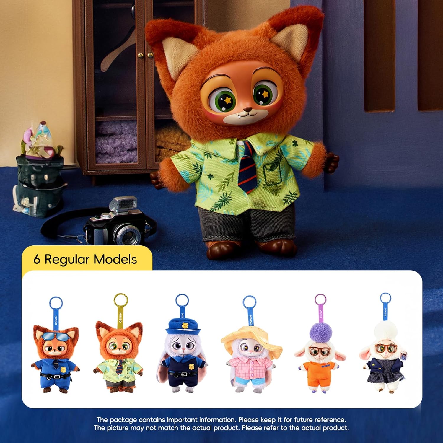 MINISO Disney Zootopia Soft Vinyl Plush Toy Blind Box Cute Mystery Animal Figurines, Collectible Surprise Gift Figure Model Random Design for Home Decor Birthday Gifts, Single Box - Canvas & Charms
