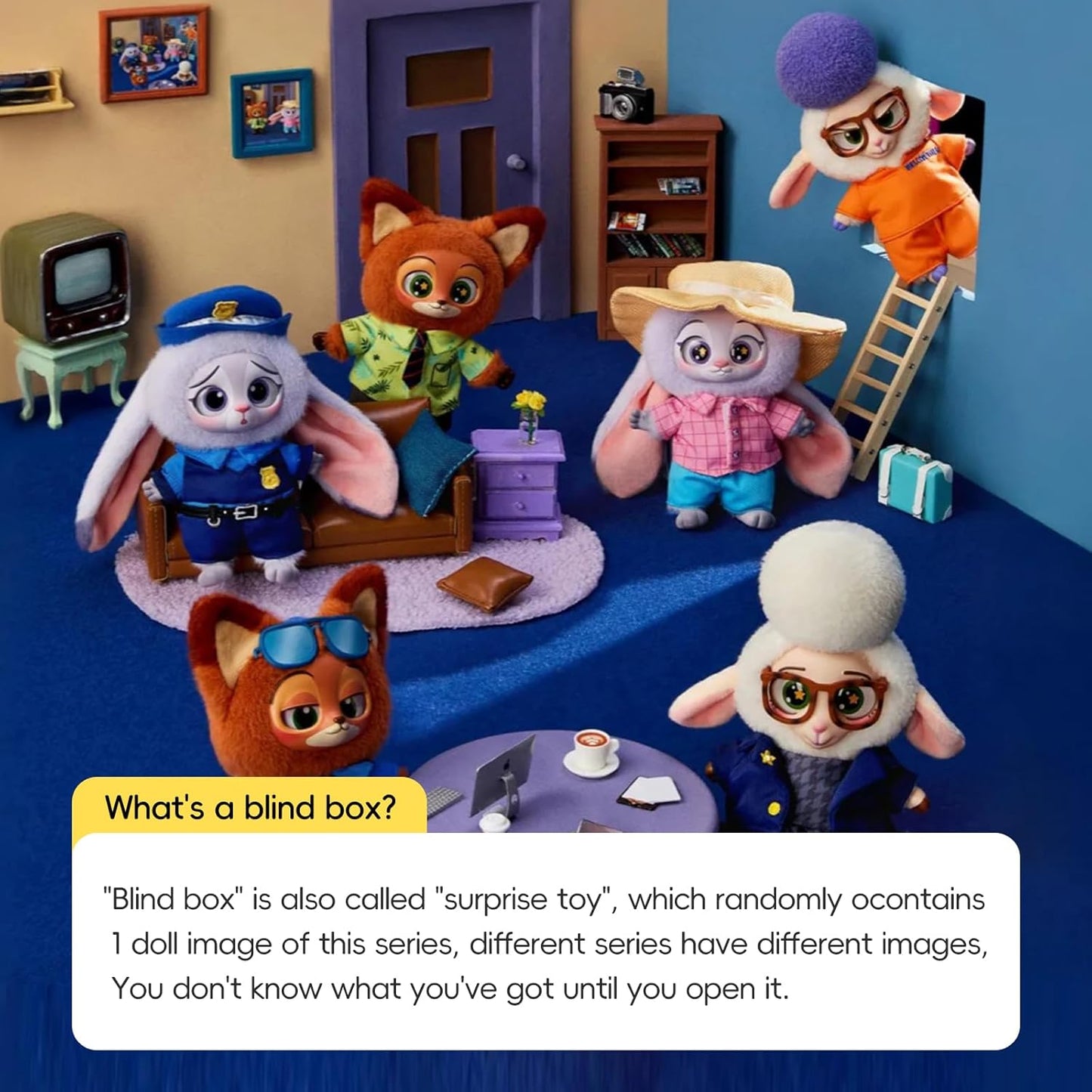 MINISO Disney Zootopia Soft Vinyl Plush Toy Blind Box Cute Mystery Animal Figurines, Collectible Surprise Gift Figure Model Random Design for Home Decor Birthday Gifts, Single Box - Canvas & Charms