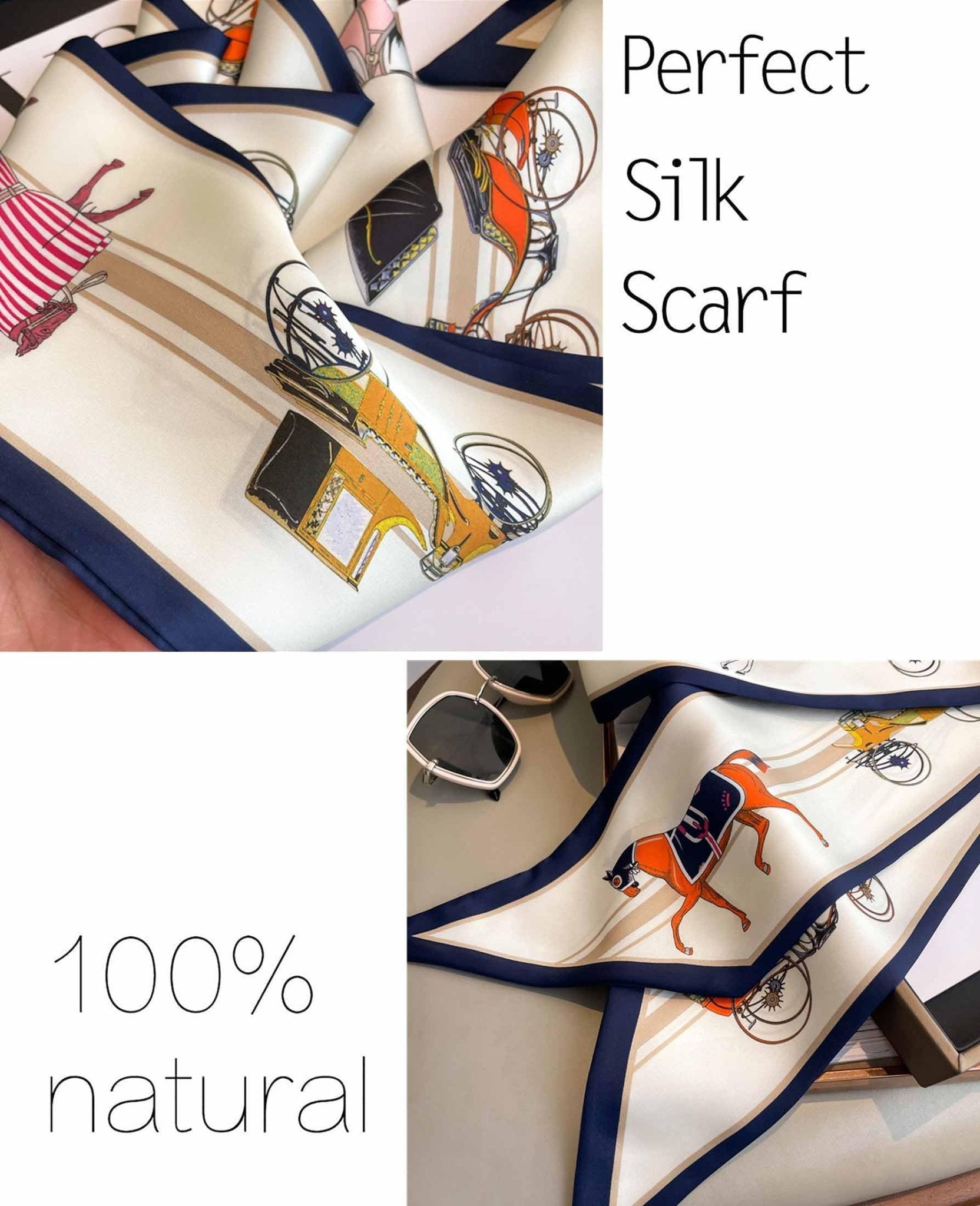 Mitzah Head Scarf Mulberry Silk Imitation Women's 59" Fashion Neck Satin Scarfs for Bag 59 * 5.9” - Canvas & Charms