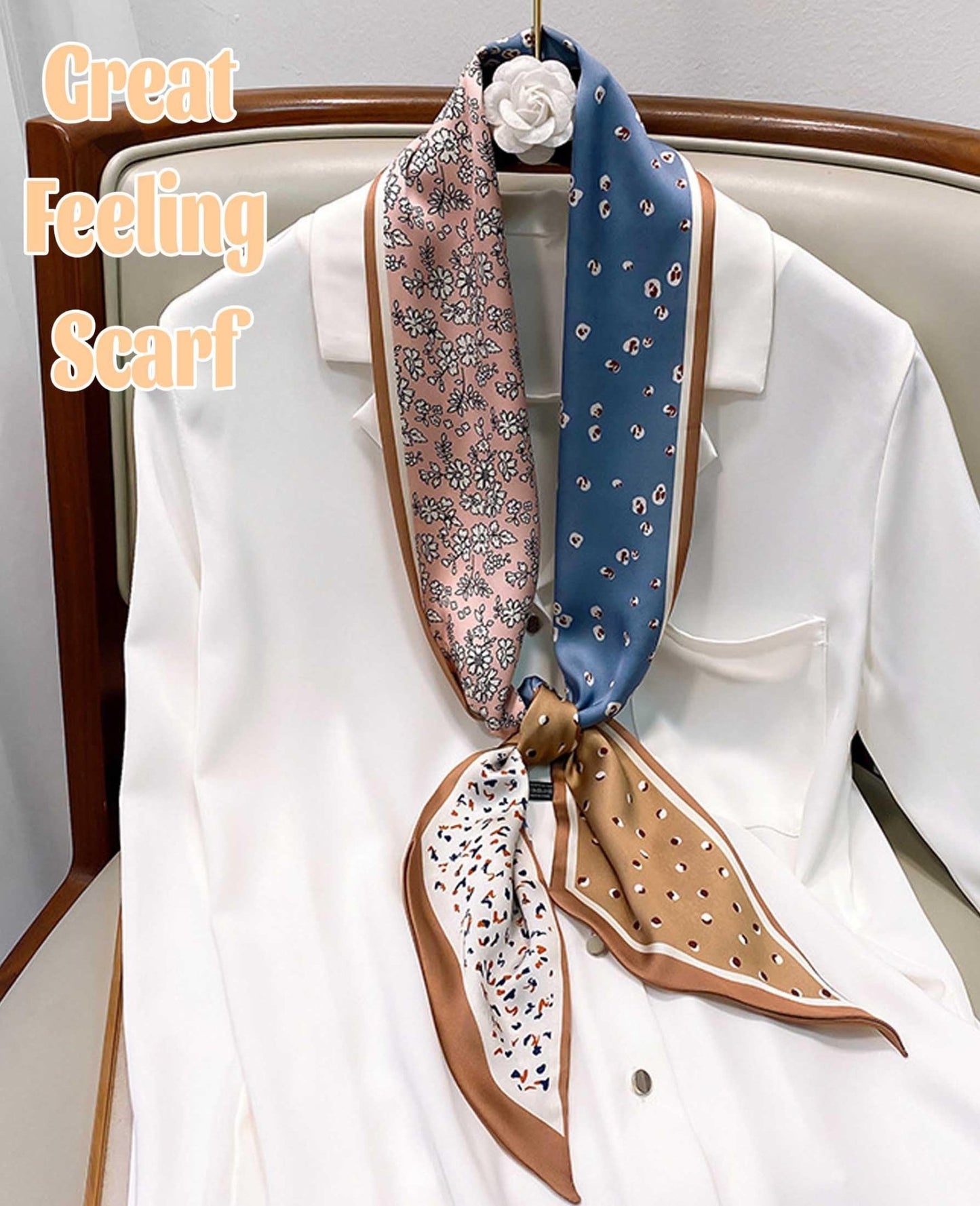 Mitzah Head Scarf Mulberry Silk Imitation Women's 59" Fashion Neck Satin Scarfs for Bag 59 * 5.9” - Canvas & Charms