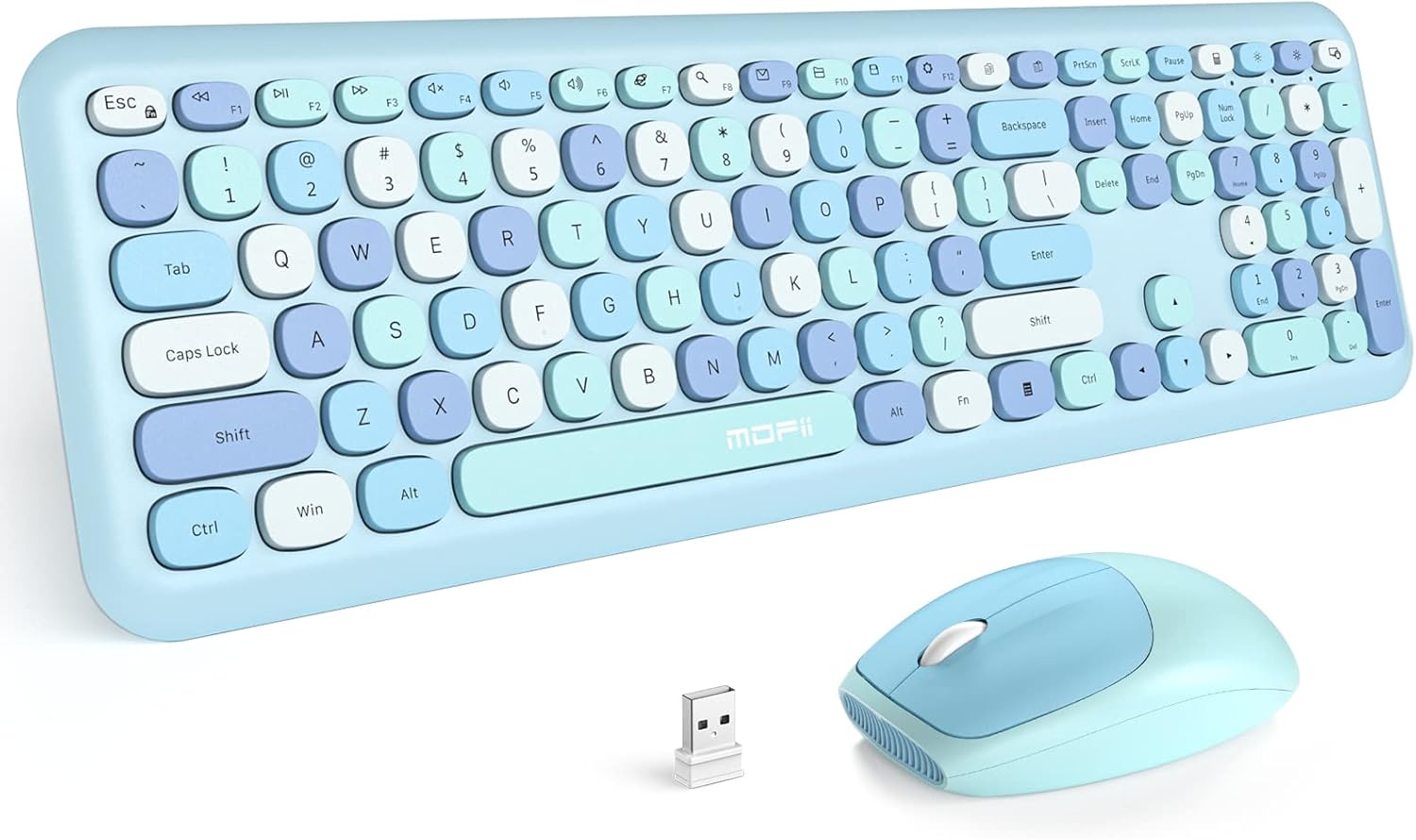 MOFII Wireless Keyboard and Mouse Combo Silent, Slim Compact 2.4G USB Full Size, Cute 110 Keys Keyboard for PC, Notebook, MacBook, Tablet, Laptop, Windows System - Canvas & Charms